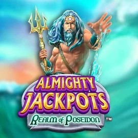 Almighty Jackpots – Realm of Poseidon online game logo by Novomatic on spinmayaplay.com